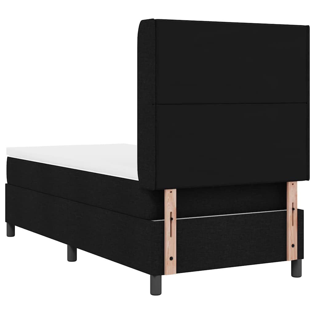 LED Box Spring Ágy fejtámlával Fekete 80 x 200 cm szövet
