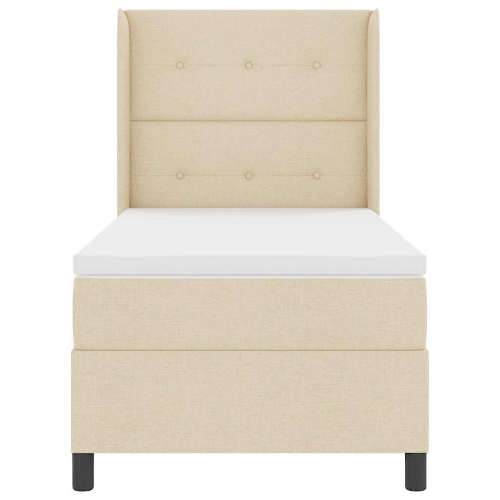 LED Box Spring Ágy fejtámlával Krém 80 x 200 cm szövet