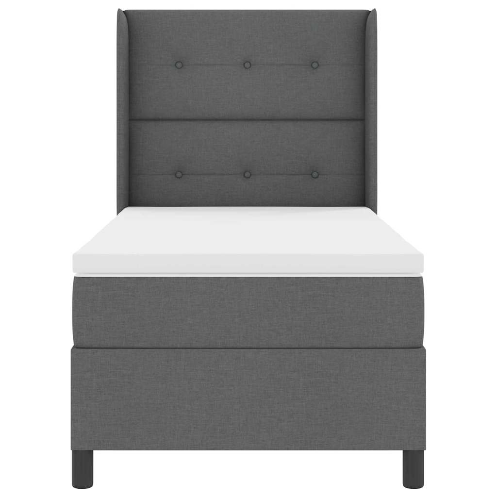 LED Box Spring Ágy fejtámlával Sötétszürke 90 x 190 cm szövet
