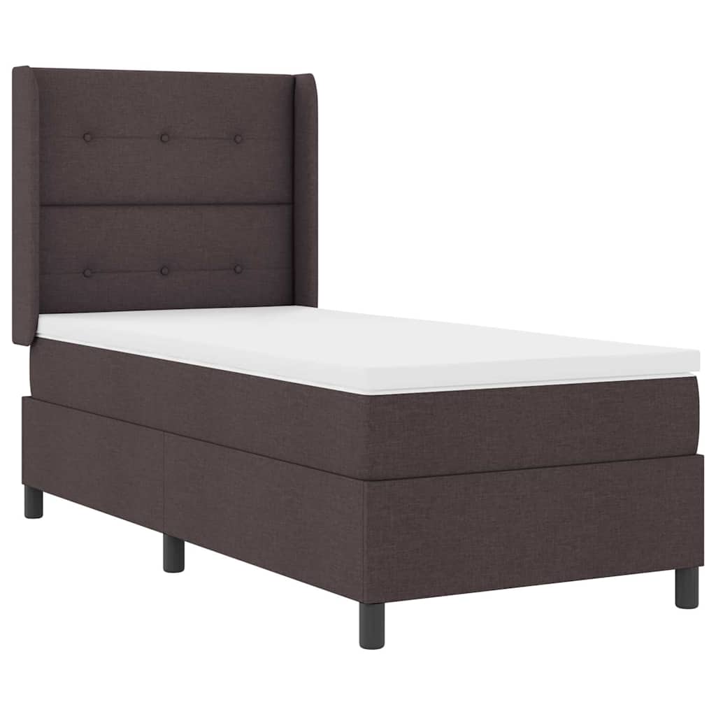 LED Box Spring Ágy fejtámlával Sötét Barna 90 x 190 cm szövet