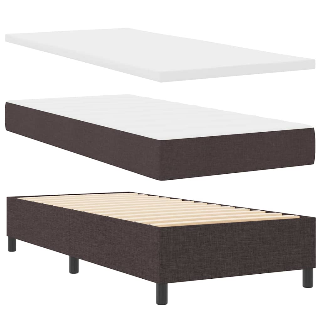LED Box Spring Ágy fejtámlával Sötét Barna 90 x 190 cm szövet