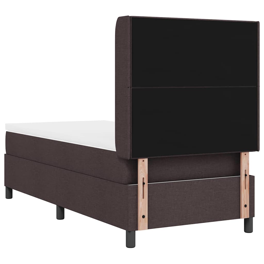 LED Box Spring Ágy fejtámlával Sötét Barna 90 x 190 cm szövet