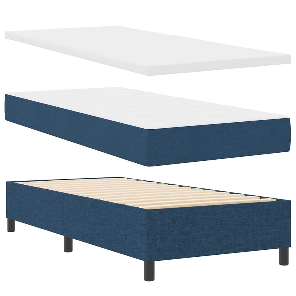 LED Box Spring Ágy fejtámlával Kék 90 x 200 cm szövet