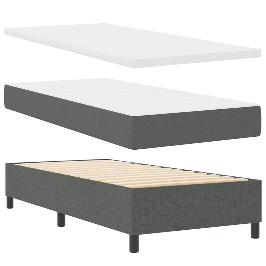 LED Box Spring Ágy fejtámlával Sötétszürke 100 x 200 cm szövet