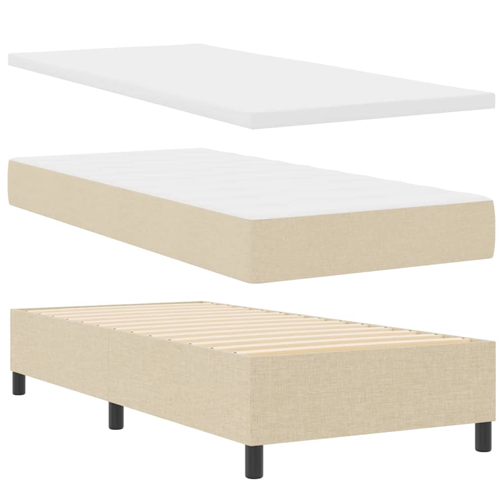 LED Box Spring Ágy párnával Krém 100 x 200 cm szövet