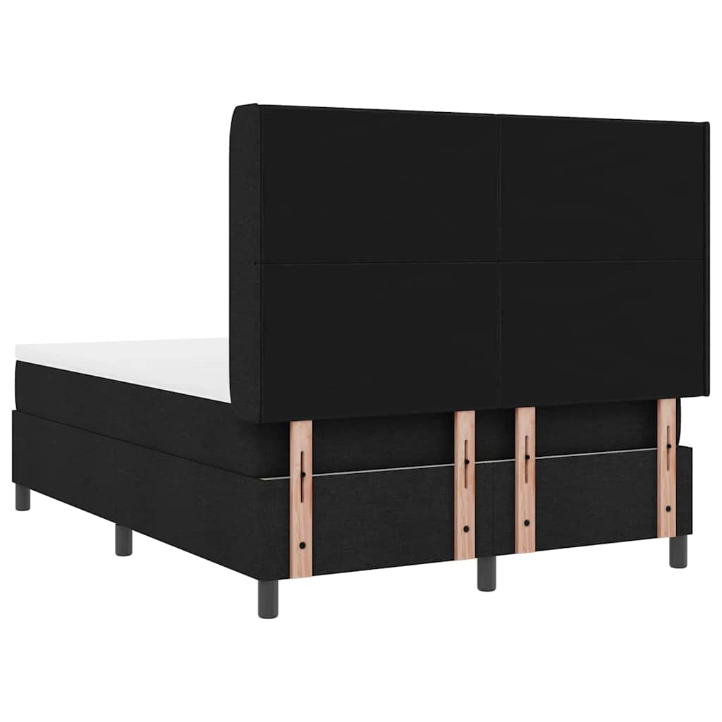 LED Box Spring Ágy fejtámlával Fekete 140 x 190 cm szövet