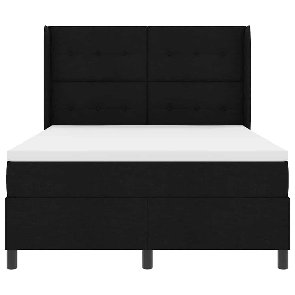 LED Box Spring Ágy fejtámlával Fekete 140 x 190 cm szövet