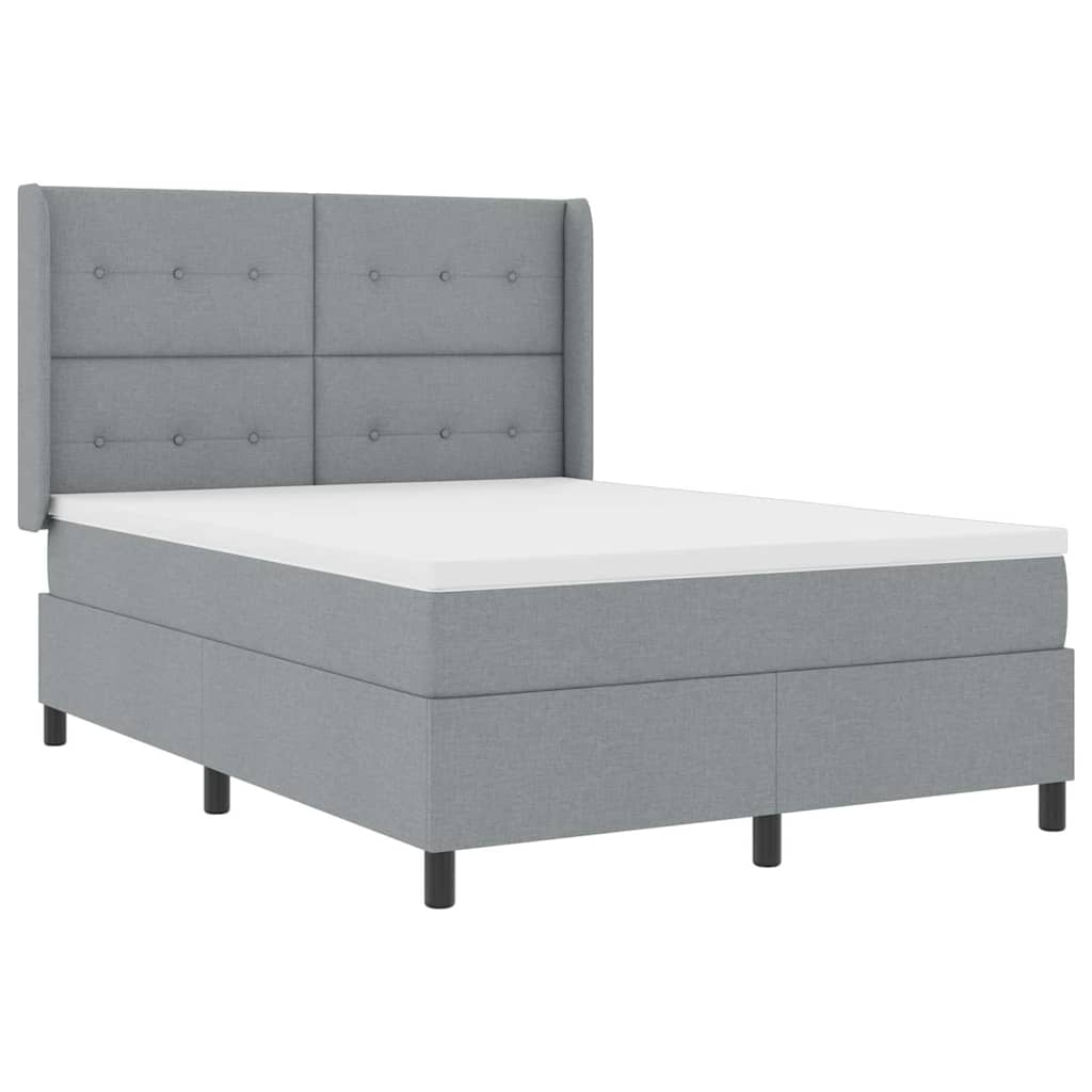 LED Box Spring Ágy Világosszürke 140 x 200 cm szövet
