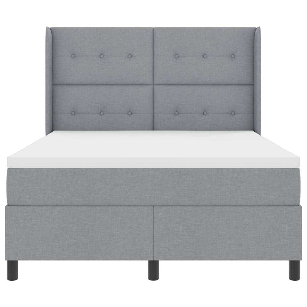 LED Box Spring Ágy Világosszürke 140 x 200 cm szövet