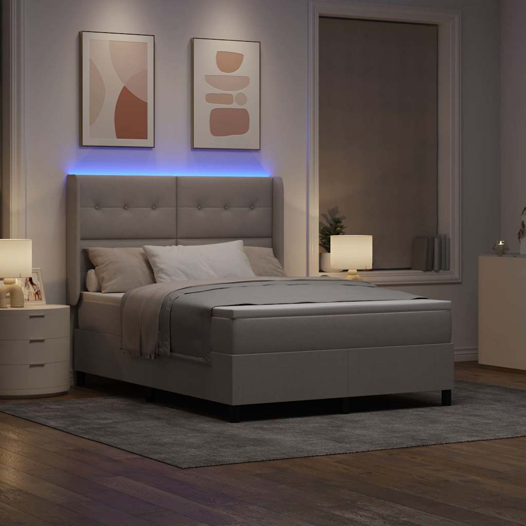 LED Box Spring Ágy matracmal Tópszínű 160 x 200 cm szövet
