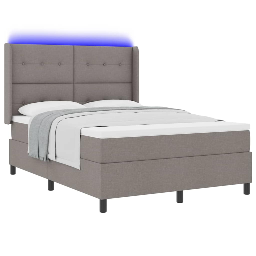 LED Box Spring Ágy matracmal Tópszínű 160 x 200 cm szövet