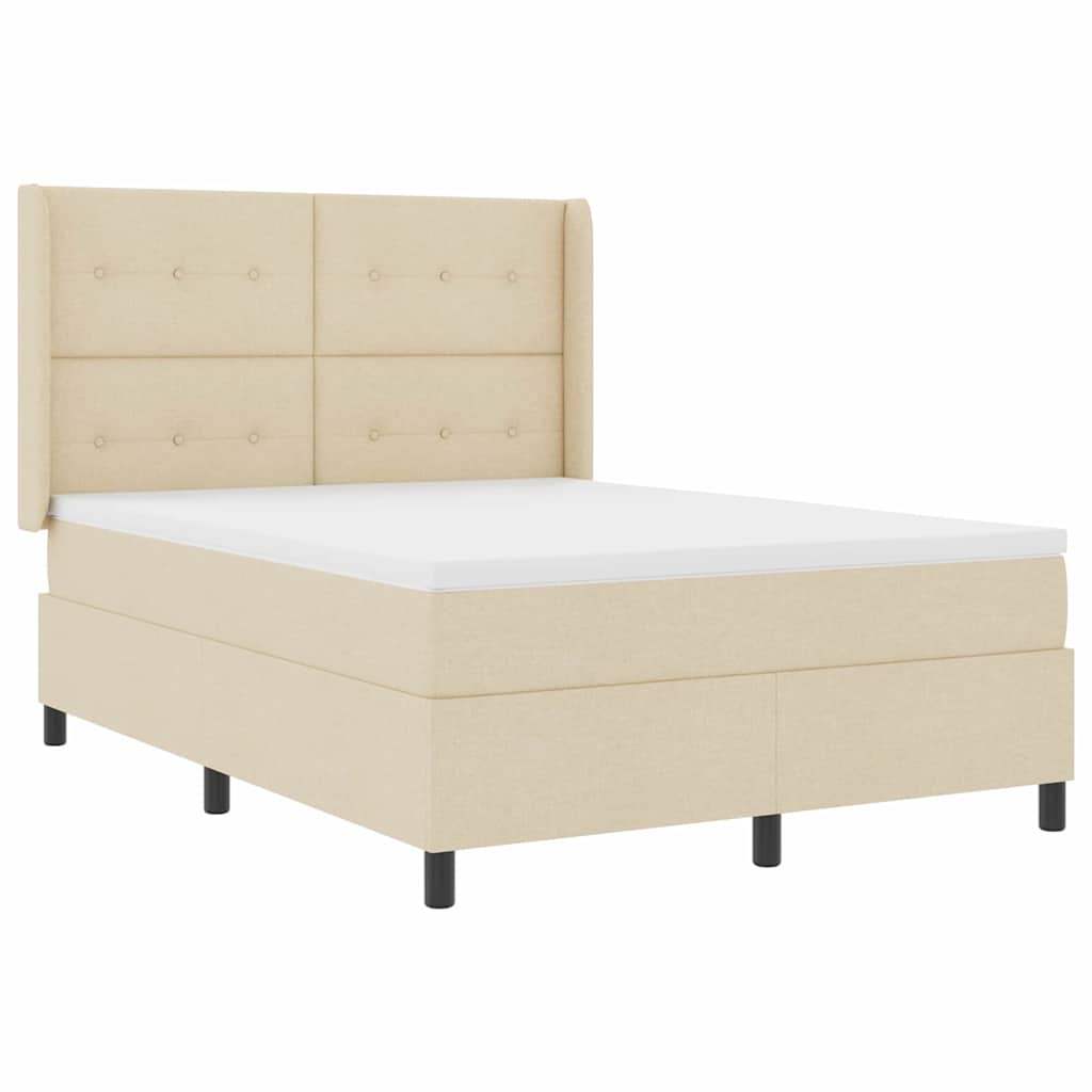 LED Box Spring Ágy fejtámlával Krém 160 x 200 cm szövet