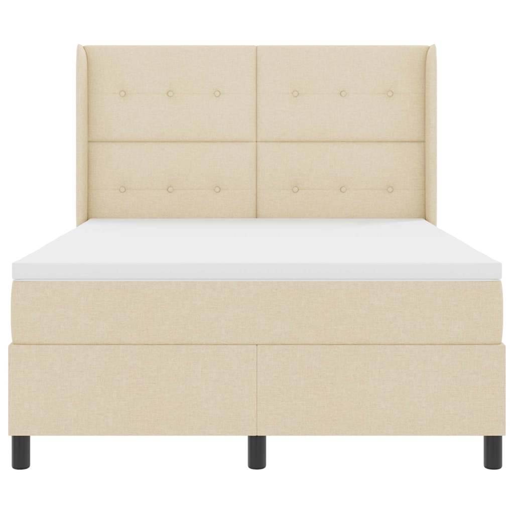 LED Box Spring Ágy fejtámlával Krém 160 x 200 cm szövet