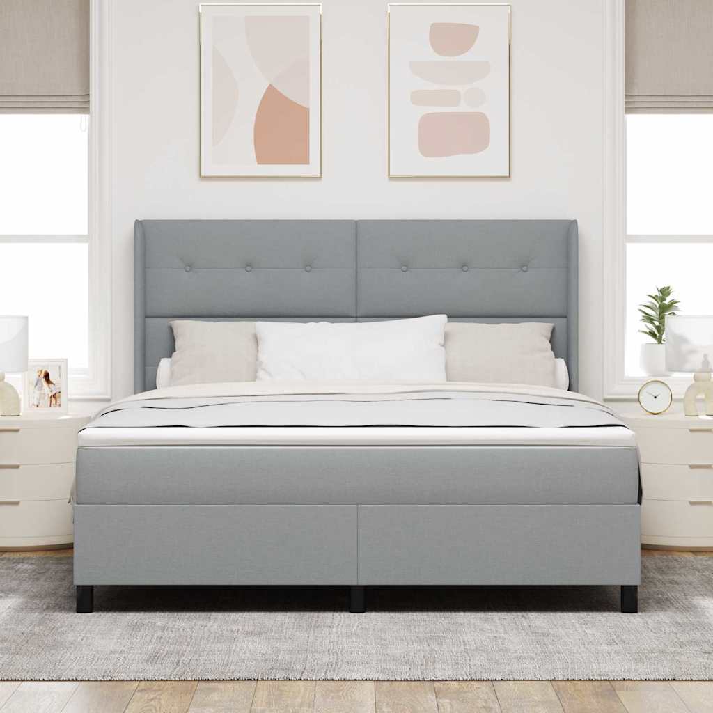 LED Box Spring Ágy Világosszürke 180 x 200 cm szövet