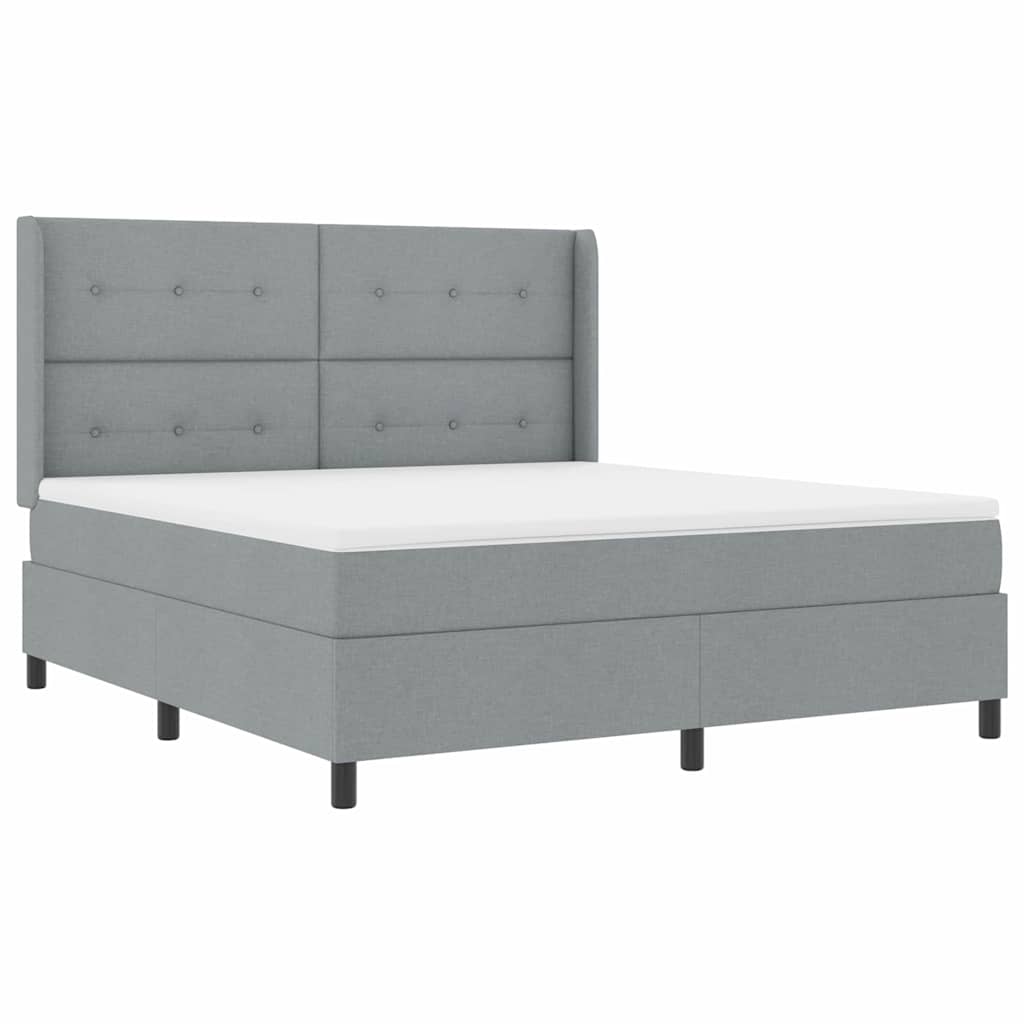 LED Box Spring Ágy Világosszürke 180 x 200 cm szövet