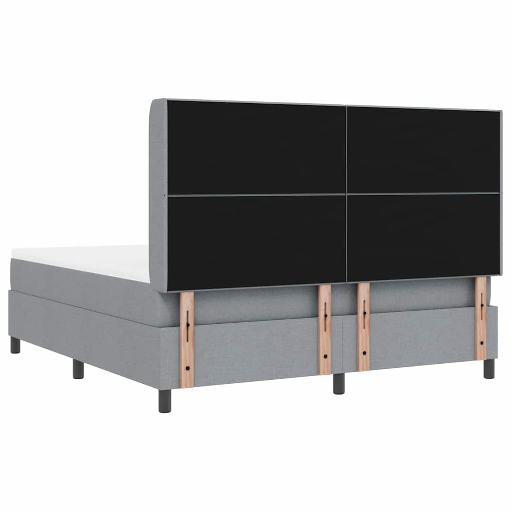 LED Box Spring Ágy Világosszürke 180 x 200 cm szövet