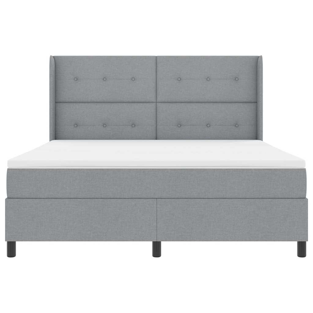 LED Box Spring Ágy Világosszürke 180 x 200 cm szövet
