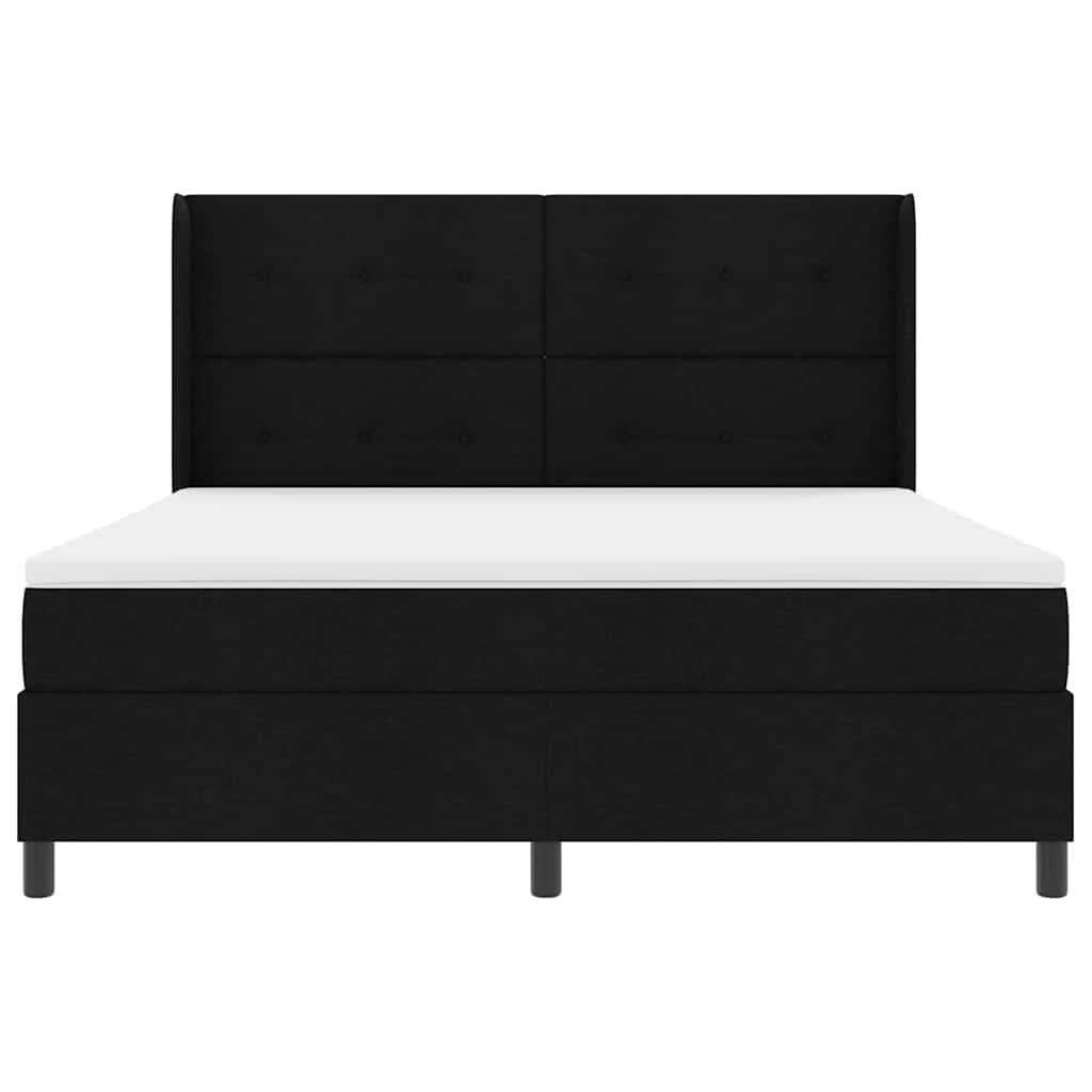 LED Box Spring Ágy fejtámlával Fekete 180 x 200 cm szövet
