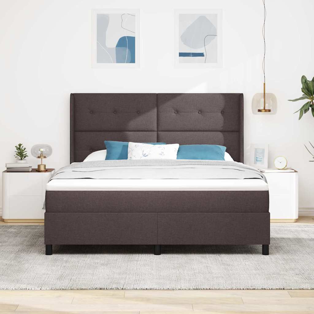 LED Box Spring Ágy fejtámlával Sötét Barna 180 x 200 cm szövet