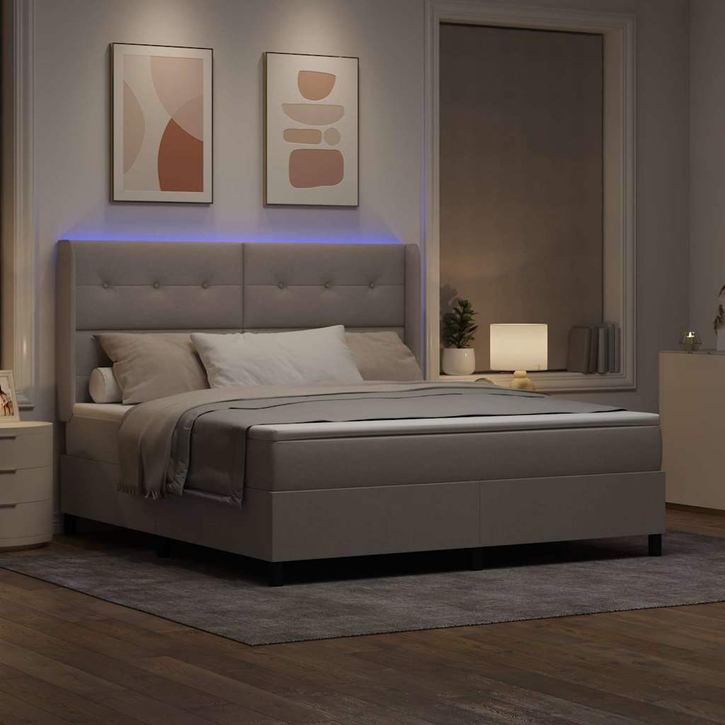 LED Box Spring Ágy fejtámlával Tópszínű 180 x 200 cm szövet