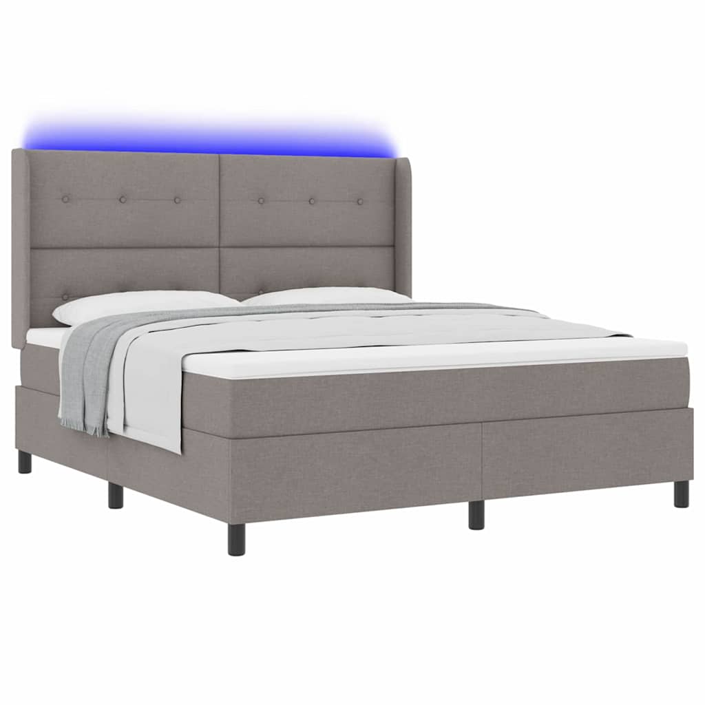 LED Box Spring Ágy fejtámlával Tópszínű 180 x 200 cm szövet