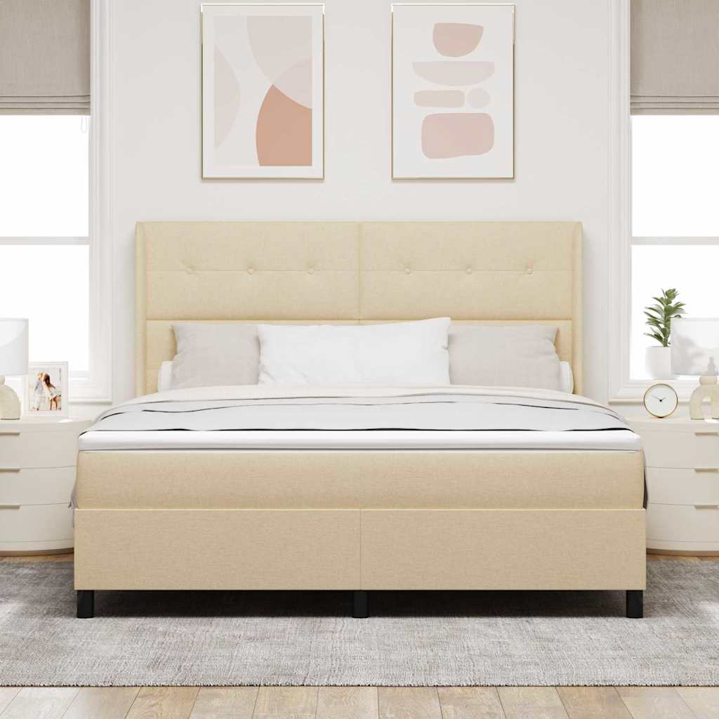 LED Box Spring Ágy fejtámlával Krém 180 x 200 cm szövet