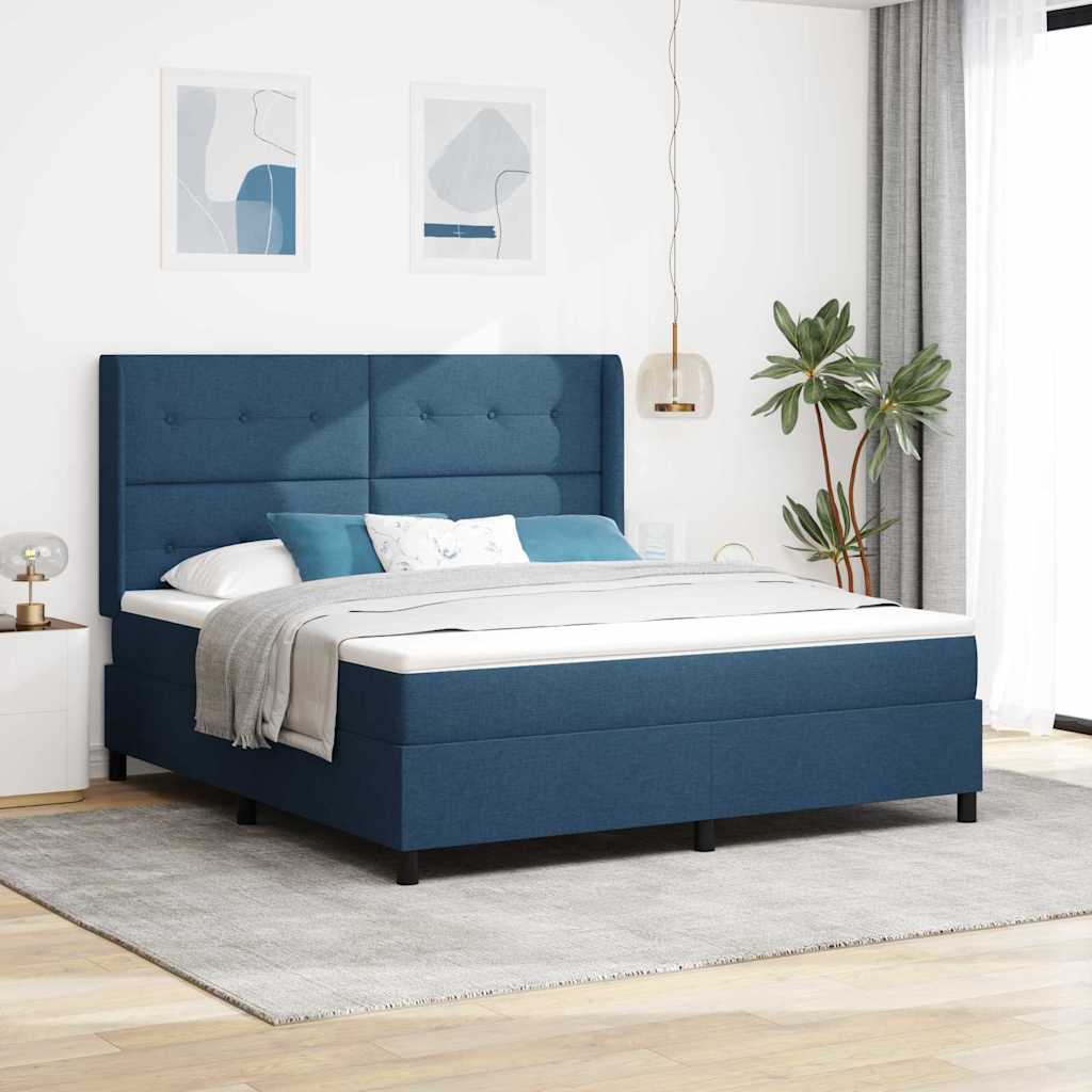 LED Box Spring Ágy fejtámlával Kék 180 x 200 cm szövet