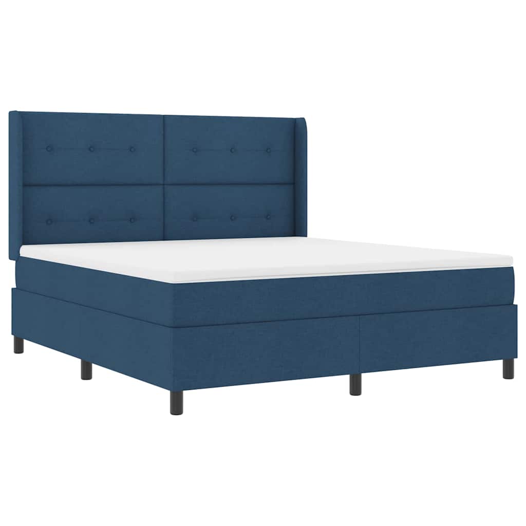 LED Box Spring Ágy fejtámlával Kék 180 x 200 cm szövet