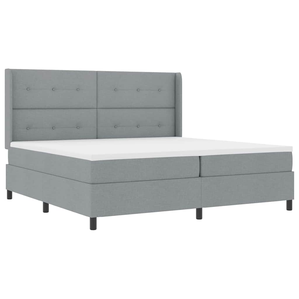 LED Box Spring Ágy Világosszürke 200 x 200 cm szövet