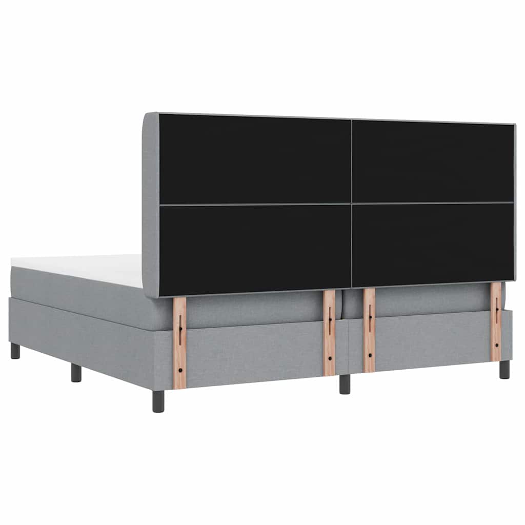 LED Box Spring Ágy Világosszürke 200 x 200 cm szövet