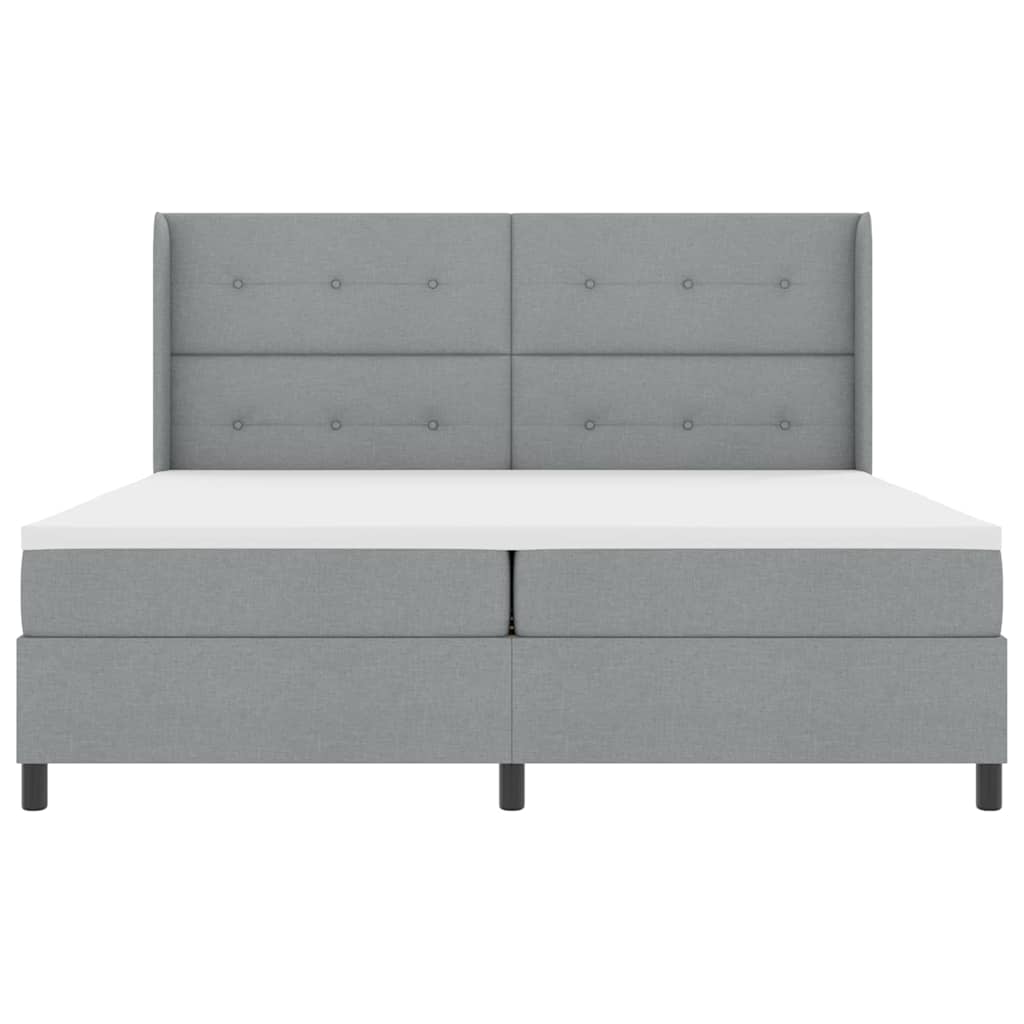 LED Box Spring Ágy Világosszürke 200 x 200 cm szövet