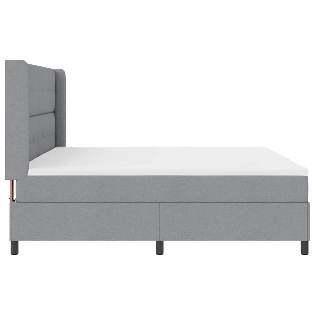 LED Box Spring Ágy Világosszürke 200 x 200 cm szövet