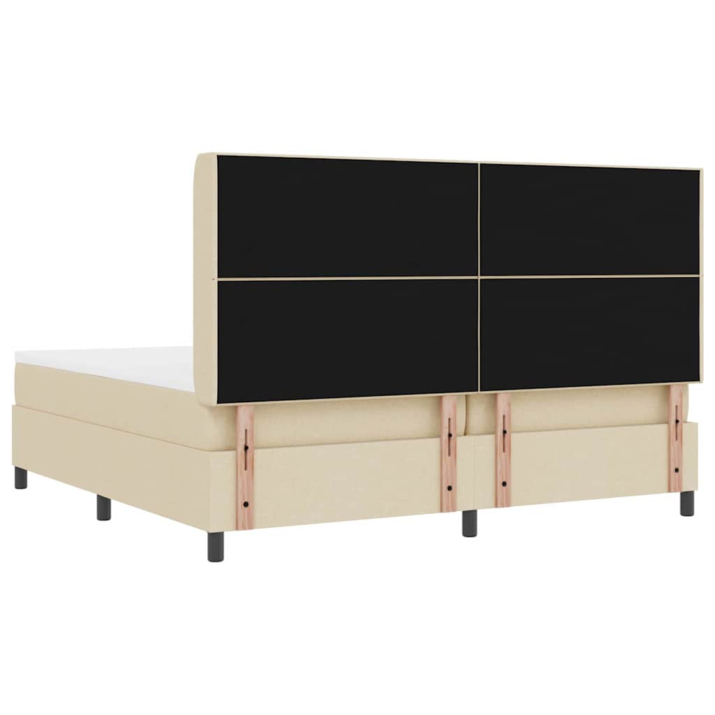 LED Box Spring Ágy fejtámlával Krém 200 x 200 cm szövet
