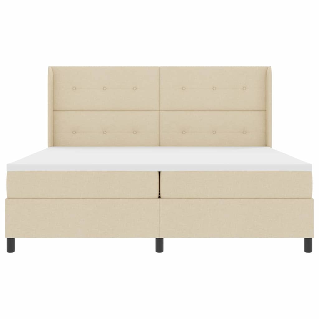 LED Box Spring Ágy fejtámlával Krém 200 x 200 cm szövet