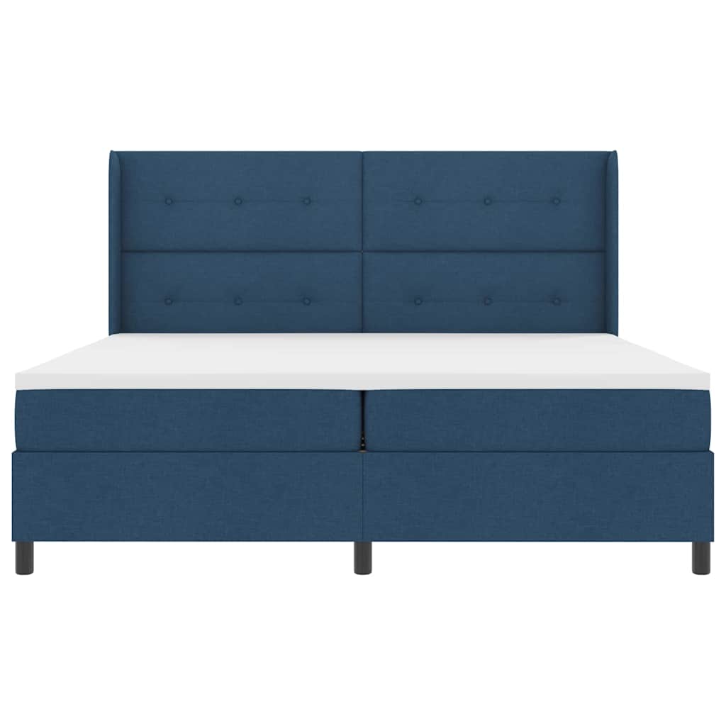 LED Box Spring Ágy fejtámlával Kék 200 x 200 cm szövet