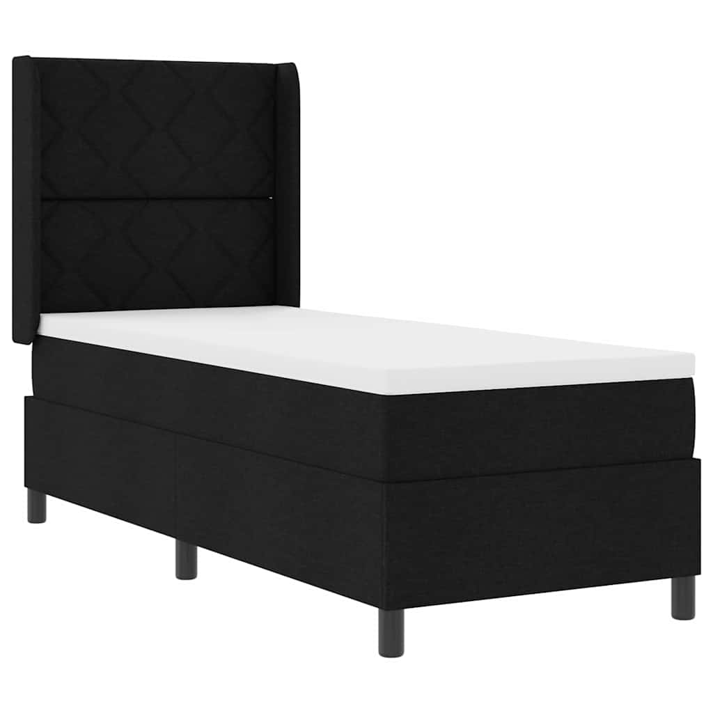 LED Box Spring Ágy fejtámlával Fekete 80 x 200 cm szövet