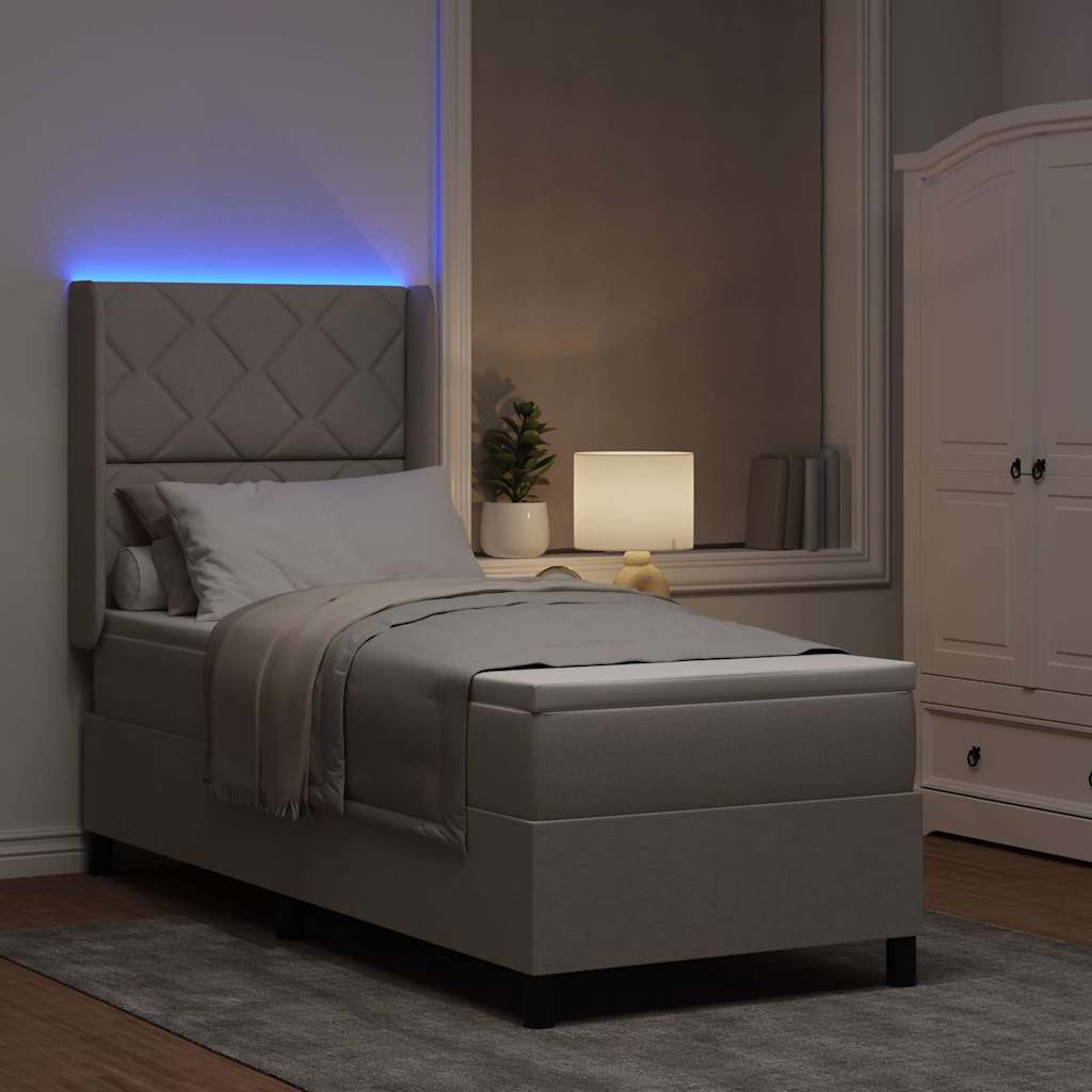 LED Box Spring Ágy fejtámlával Tópszínű 80 x 200 cm szövet