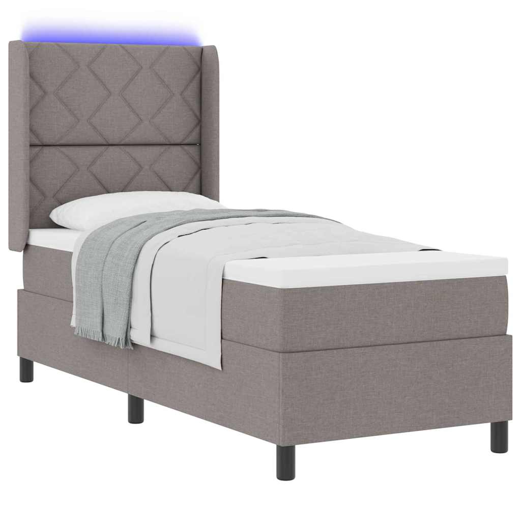 LED Box Spring Ágy fejtámlával Tópszínű 80 x 200 cm szövet