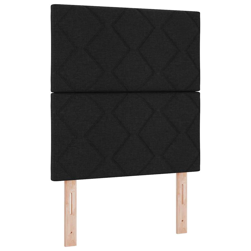 LED Box Spring Ágy fejtámlával Fekete 90 x 190 cm szövet