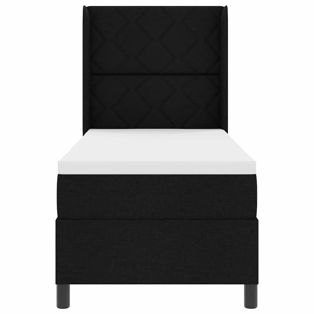 LED Box Spring Ágy fejtámlával Fekete 90 x 190 cm szövet