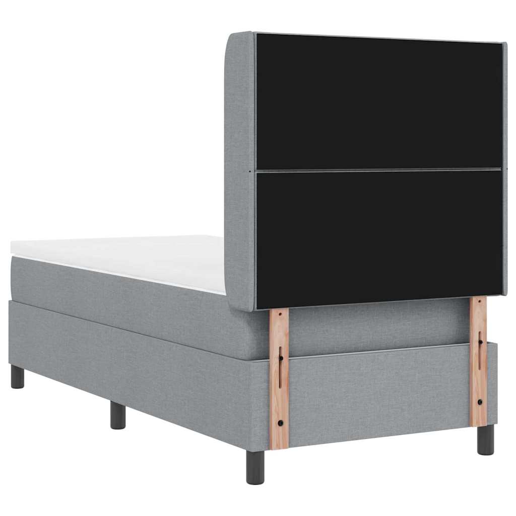 LED Box Spring Ágy fejtámlával Világosszürke 90 x 200 cm szövet