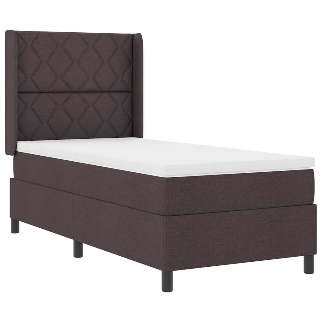 LED Box Spring Ágy fejtámlával Sötét Barna 90 x 200 cm szövet