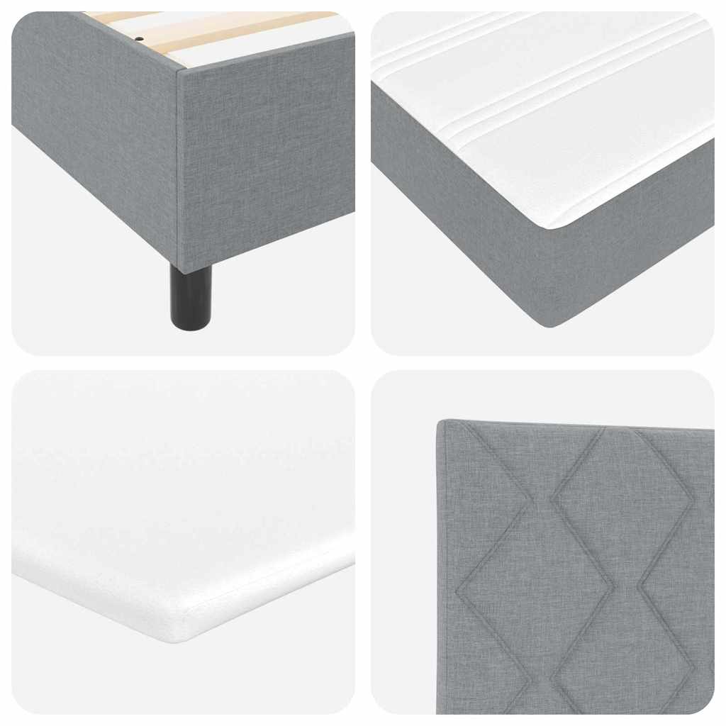 LED Box Spring Ágy Világosszürke 140 x 200 cm szövet