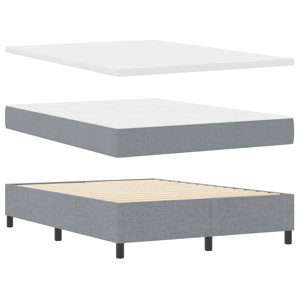 LED Box Spring Ágy Világosszürke 140 x 200 cm szövet