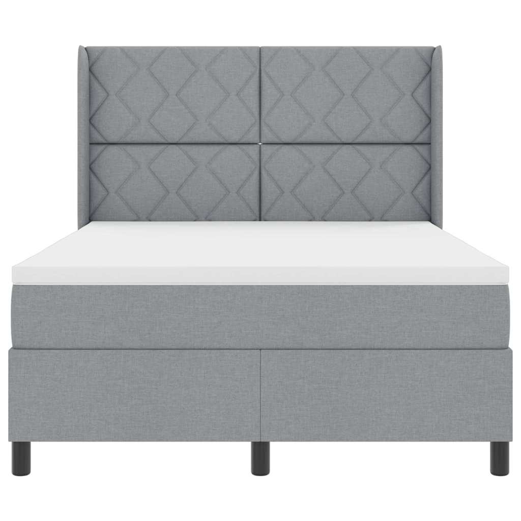 LED Box Spring Ágy Világosszürke 140 x 200 cm szövet