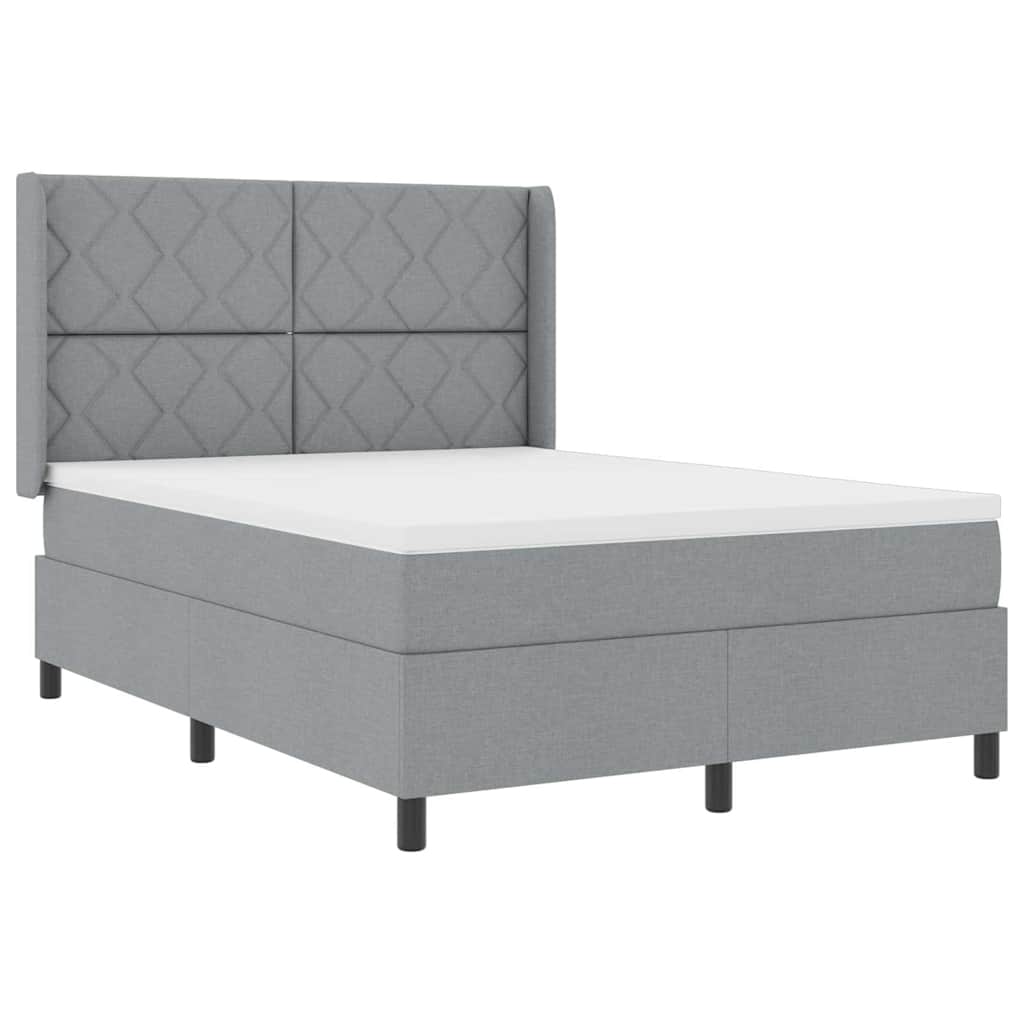 LED Box Spring Ágy Világosszürke 160 x 200 cm szövet