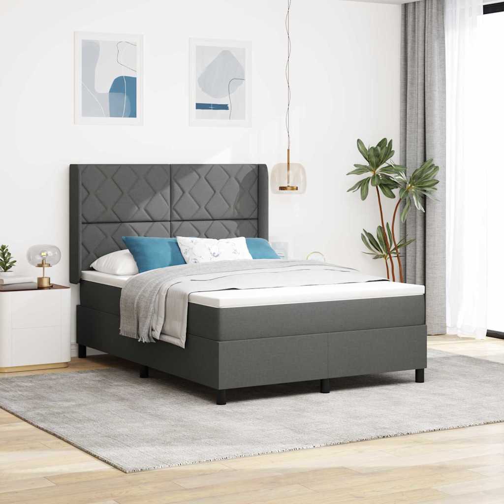 LED Box Spring Ágy fejtámlával Sötétszürke 160 x 200 cm szövet