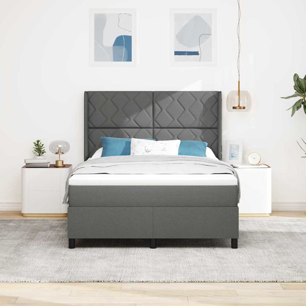 LED Box Spring Ágy fejtámlával Sötétszürke 160 x 200 cm szövet