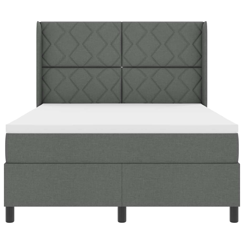 LED Box Spring Ágy fejtámlával Sötétszürke 160 x 200 cm szövet