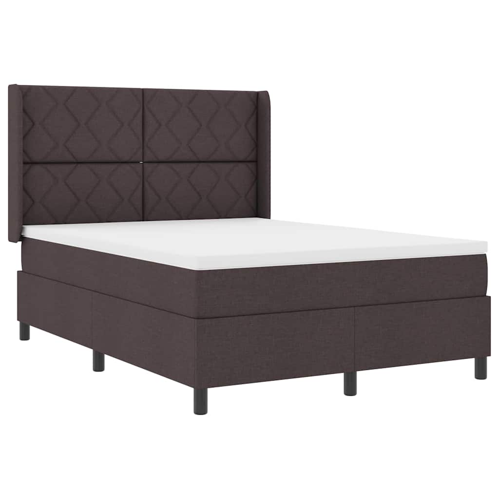 LED Box Spring Ágy fejtámlával Sötét Barna 160 x 200 cm szövet